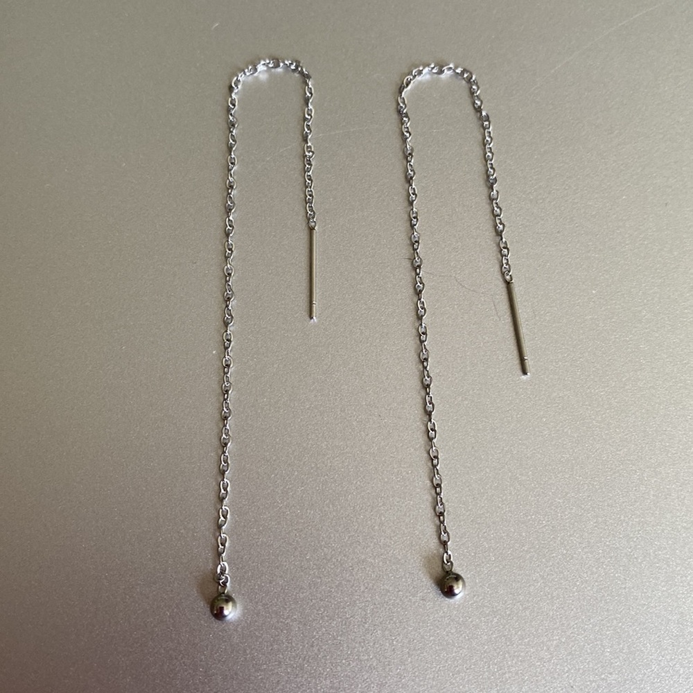 🆕NIP: 925 Ball Bead Dangle Threader Earrings - Picture 4 of 6
